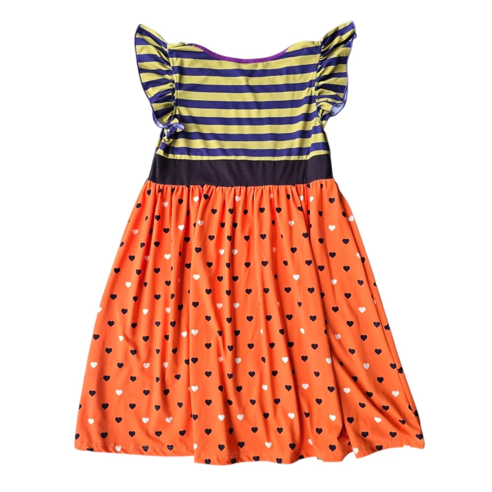 Penelope Plumm Halloween Spider Angel Sleeve Dress Orange Black Purple Size 12